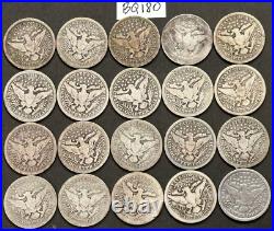 Barber Silver Quarters Lot Roll of 20 Coin 90% Silver Barber Quarters #BQ180