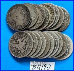 Barber Silver Quarters Roll Lot of 20 Coin 90% Silver Barber Quarters #BQ170