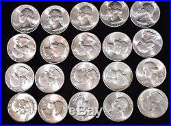 Blazing Gem Roll 1948-d Washington Silver Quarter 40 Lustrous Coins