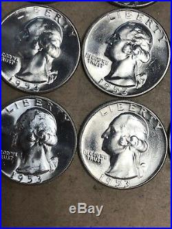 Bu Roll Of 1953 S Washington Silver Quarters