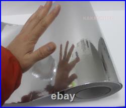 Bubble Free PVC Adhesive Glossy Mirror Chrome Vinyl Tape Wrap Sticker Silver HD