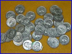 COLLECTIBLE 1 Roll Of 1964 90% Silver Washington Quarters $10 Face Value