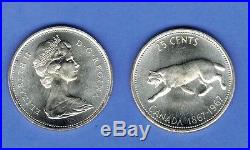 Canada 1867- 1967 Silver Lynx Quarter Uncirculated Roll 40 Coins Bu