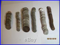 Circulated roll Silver Washington Quarters 40 coins 1930s-1964 nice date mix