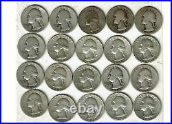 Circulated roll of Washington Quarters. AG to AU. See scans