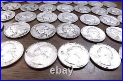 Collection / Roll of 40 Washington 90% Silver Quarters 1934-64 VG to XF Good
