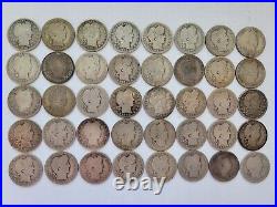 Estate Collection Barber Liberty Quarter Lot Roll of 40 Old Antique Silver Coins