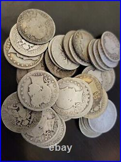 Estate Collection Liberty Barber Quarter Lot Roll 40 Old Antique Silver Coins