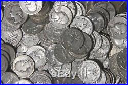 FIVE (5) ROLLS OF WASHINGTON QUARTERS (1932-64) 90% Silver (200 Coins) C36