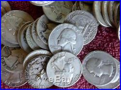 FIVE (5) ROLLS OF WASHINGTON QUARTERS 90% Silver (200 Coins)