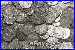 FIVE ROLLS WASHINGTON QUARTERS 90% Silver (200 Coins) (1932-1964) LOT S98