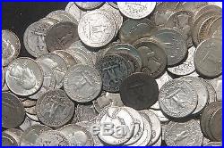 FIVE ROLLS WASHINGTON QUARTERS 90% Silver (200 Coins) (1932-1964) LOT S98