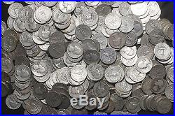 FIVE ROLLS WASHINGTON QUARTERS 90% Silver (200 Coins) (1932-1964) LOT T10