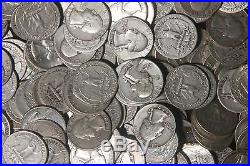 FIVE ROLLS WASHINGTON QUARTERS 90% Silver (200 Coins) (1932-1964) LOT T10