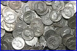 FOUR (4) ROLLS OF WASHINGTON QUARTERS (1932-64) 90% Silver (160 Coins) A09