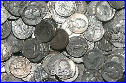 FOUR (4) ROLLS OF WASHINGTON QUARTERS (1932-64) 90% Silver (160 Coins) A09