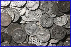 FOUR (4) ROLLS OF WASHINGTON QUARTERS (1932-64) 90% Silver (160 Coins) F44