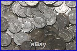 FOUR (4) ROLLS OF WASHINGTON QUARTERS (1932-64) 90% Silver (160 Coins) F44
