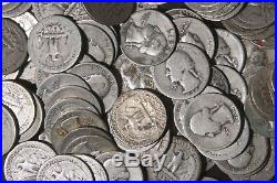 FOUR (4) ROLLS OF WASHINGTON QUARTERS 90% Silver (160 Coins) WORN A26