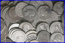 FOUR (4) ROLLS OF WASHINGTON QUARTERS 90% Silver (160 Coins) WORN E78
