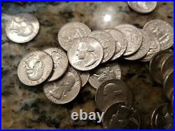 FULL DATES Roll Of 40 $10 Face Value 90% Silver Washington Quarters 1964 D