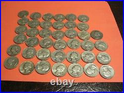 FULL DATES Roll Of 40 $10 Value 90% Silver Washington Quarters 60's 50's 40's