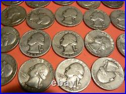 FULL DATES Roll Of 40 $10 Value 90% Silver Washington Quarters 60's 50's 40's