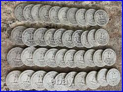 FULL DATES Washington Quarters 90% Silver Roll Of 40 US Coins $10 Face Value