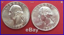 FULL ROLL Lot (40) 1964 P Washington Quarters Gem Mint BU MS. 90% Silver. RARE