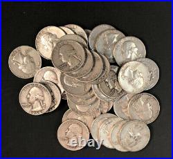 FULL Roll of 40 $10 Face Value 90% Silver Washington Quarters