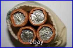 Four Bank wrapped BU Rolls of 1955-D Washington 90% Silver Quarters (NUM6378)