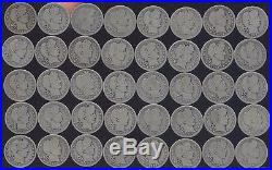 Full ROLL of 40 Barber silver Quarters. Mixed dates uncleaned nice Good (lot#14)