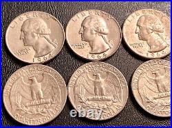 Full Roll 40 Coins 90% Silver Washington Quarters Choice AU, Some BU Most 1964