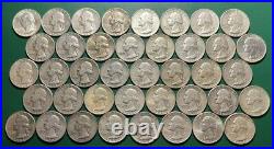 Full Roll 40 Coins Washington Quarters $10 Face 90% Junk Silver Lot Ships FREE