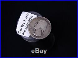 Full Roll 90% Washington Quarters $10 Face in 90% Silver ALL Coins 1934 1959