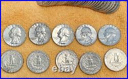 Full Roll Lot Of 40 Coins 90% Silver 1963 P. D Washington Quarters AU or BU
