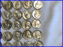 Junk Silver Roll Of 40 Silver Washington Quarters 1964 $10 Face