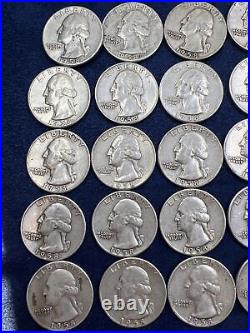 LOT OF (40) 90% SILVER 1958 WASHINGTON QUARTERS! Fresh From A Roll! LOT Z 111