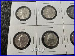 Lot 20 Silver 1964 D Washington Quarter 90% Silver Quarters Not Roll Ungraded