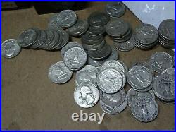 Lot 20 Washington Silver Quarter Half Roll Circulated US Coin 90% Bullion Invest