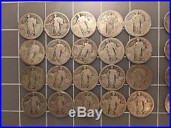 Lot 2 ea rolls -1916 to 1930 Silver Standing Liberty Quarters (80 coins total)