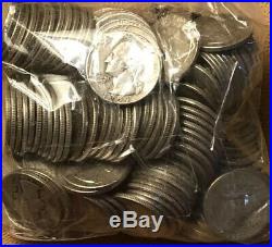 Lot Of (200) Washington Quarters 90% Silver. 5 Full Rolls Great Collection
