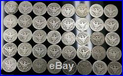 Lot Of 40 Silver Barber Quarters 1893-1915 $10 Face- 1 Roll Em309