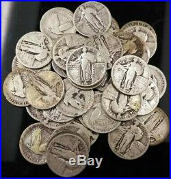 Lot Of 40 Standing Liberty Silver Quarters 1 Roll- $10 Face Em750