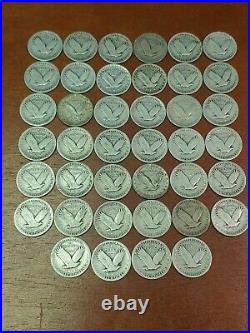 Lot Of 40 Standing Liberty Silver Quarters 1 Roll- Full Dates P, D, S (#2)