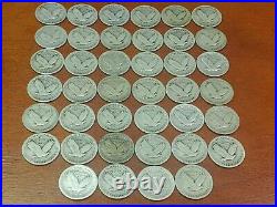Lot Of 40 Standing Liberty Silver Quarters 1 Roll- Full Dates P, D, S (#2)