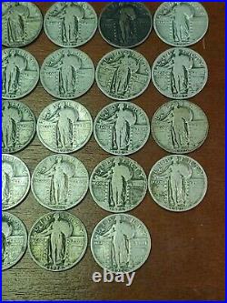 Lot Of 40 Standing Liberty Silver Quarters 1 Roll- Full Dates P, D, S (#3)