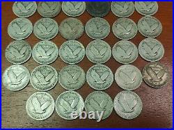 Lot Of 40 Standing Liberty Silver Quarters 1 Roll- Full Dates P, D, S (#6)