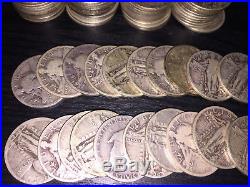 Lot of 100 Silver Standing Liberty Quarters Mixed Dates 1925 1930 US 25C Rolls