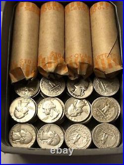 Lot of 160 Washington Quarters 90%. Huge Lot Various Date Silver Coins! 4 Rolls